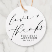 Elegant Love and Bedankt Script Heart Wedding Bedankjes Labels (Voorkant)