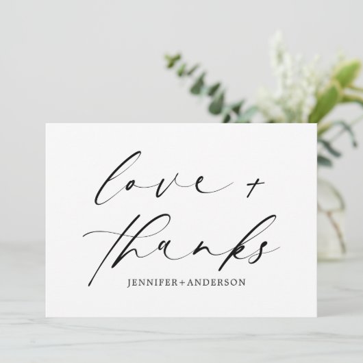 Elegant Love and Bedankt Script Photo Wedding (Staand voorkant)