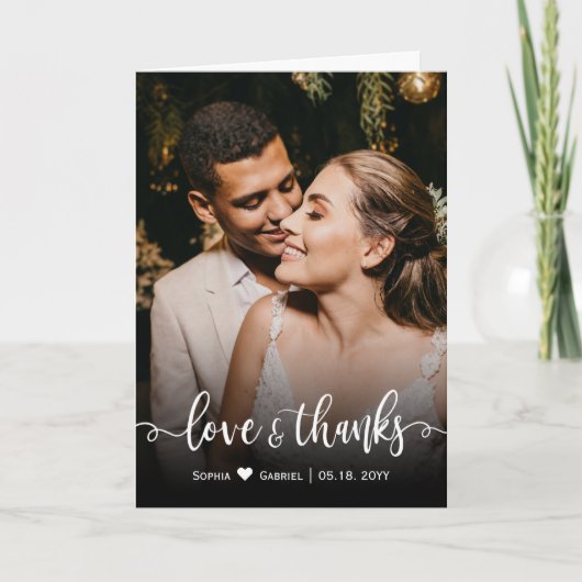 Elegant Love and Bedankt Script Photo Wedding (Voorkant)