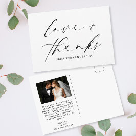 Elegant Love and Bedankt Script Photo Wedding Briefkaart