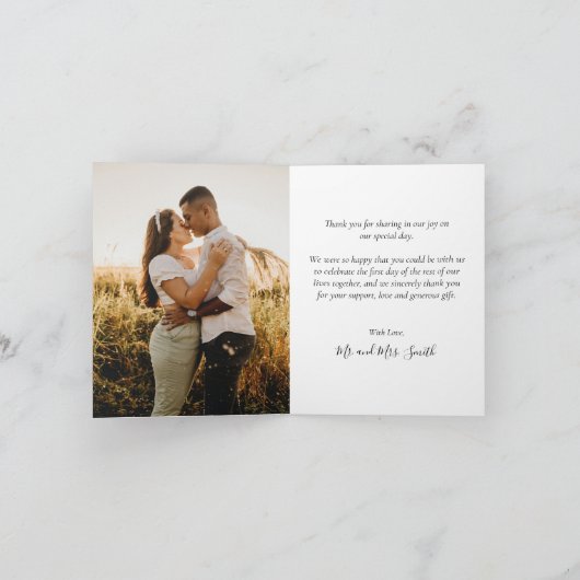 Elegant Love and Bedankt Script Photo Wedding Dank (Binnen)