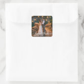 Elegant Love and Bedankt Script | Weddenfoto Vierkante Sticker (Tas)