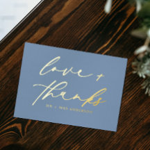 Elegant Love and Bedankt Script Wedding Dusty Blue