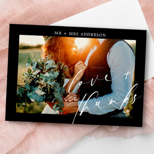 Elegant Love and Bedankt Script Wedding Photo