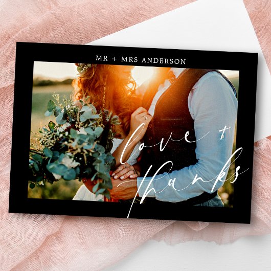 Elegant Love and Bedankt Script Wedding Photo