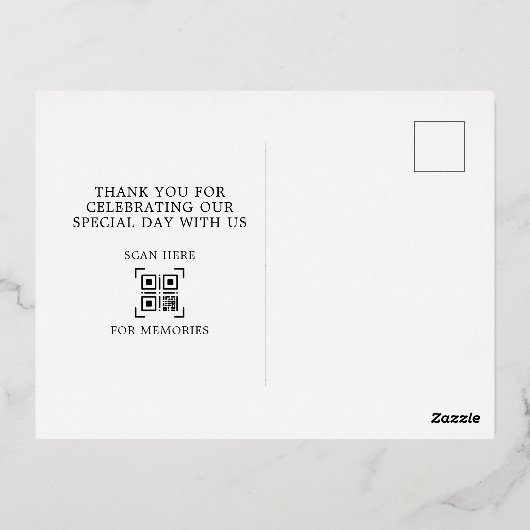 Elegant Love and Bedankt Script Wedding Photo Folie Feestdagen Briefkaart (Achterkant)