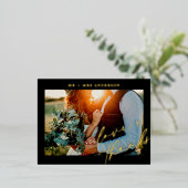 Elegant Love and Bedankt Script Wedding Photo Folie Feestdagen Briefkaart (Staand Voorkant)