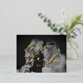 Elegant Love and Bedankt Script Wedding Photo Folie Feestdagen Briefkaart (Staand Voorkant)