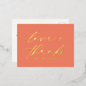 Elegant Love and Bedankt Script Wedding Terracotta Folie Feestdagen Briefkaart (Voorkant / Achterkant)