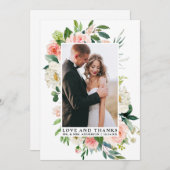 Elegant Love and Bedankt Waterverf Pink Floral (Voorkant / Achterkant)