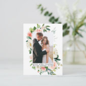 Elegant Love and Bedankt Waterverf Pink Floral Briefkaart (Staand voorkant)