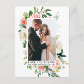 Elegant Love and Bedankt Waterverf Pink Floral Briefkaart