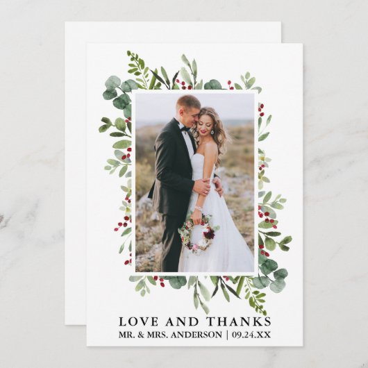 Elegant Love and Bedankt Waterverf Winter Greenery (Voorkant / Achterkant)