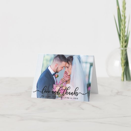 Elegant Love and Bedankt Wedding Photo Blk Note (Voorkant)