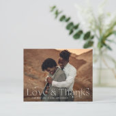 Elegant Love and Bedankt Wedding Photo Hartelijk d Briefkaart (Staand voorkant)