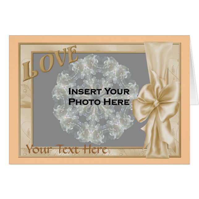 Elegant Love and Bow Design Photo Card (Voorkant Horizontaal)
