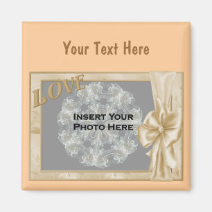 Elegant Love and Bow Design Photo Magneet