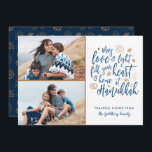 Elegant Love and Light Hanukkah 2 Foto Feestdagenkaart<br><div class="desc">Een stijlvol en modern Hanukkah-ontwerp in faux gold / koperfolie en donkerblauw.  De hoofdtekst luidt: "Moge liefde en licht je hart en thuis bij Hanukkah vullen." Twee fotomalplaatjes en tekst sjablonen inbegrepen voor verpersoonlijking.  Voor ontwerp of productverzoeken,  te contacteren gelieve me (Tracey) in orabellaprints@outlook.com.</div>