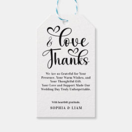 Elegant Love and Thanks Heart Script Wedding Cadeaulabel