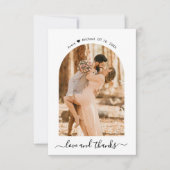 Elegant Love and Thanks Script Photo Arch Wedding Bedankkaart (Voorkant)