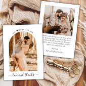 Elegant Love and Thanks Script Photo Arch Wedding Bedankkaart