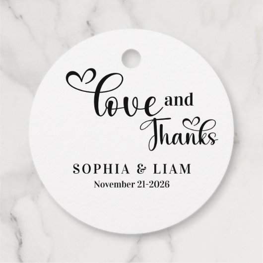 Elegant Love and Thanks Script Wedding Bedankjes Labels (Achterkant)