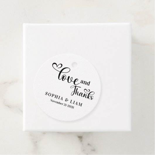 Elegant Love and Thanks Script Wedding Bedankjes Labels (In situ)