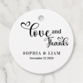 Elegant Love and Thanks Script Wedding Bedankjes Labels (Voorkant)