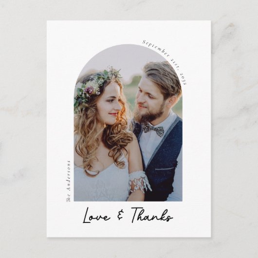 Elegant Love & Bedankt Photo Weddenschap Hartelijk Briefkaart (Voorkant)