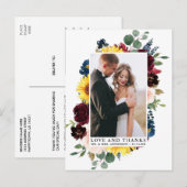 Elegant Love Bedankt Waterverf Gemengd Floral Briefkaart (Voorkant / Achterkant)