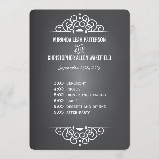 Elegant Love Chalkboard Programme | Menu-kaart Programmakaart (Voorkant)