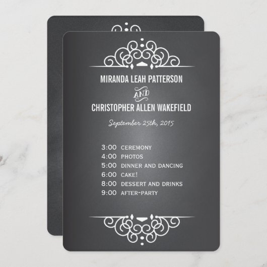 Elegant Love Chalkboard Programme | Menu-kaart Programmakaart (Voorkant / Achterkant)