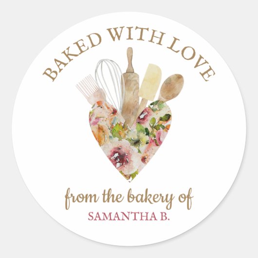 Elegant Love Chef Rustic Holiday Baker Ronde Sticker (Voorkant)