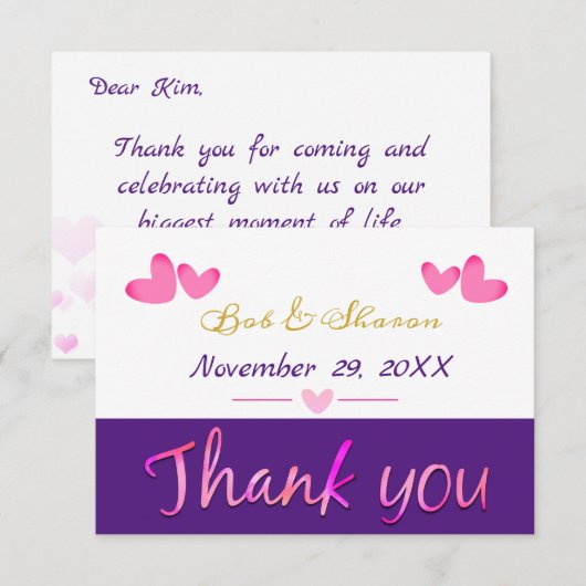 Elegant Love en Dankjewel Gegroet Wedding Cards Bedankkaart (Voorkant / Achterkant)