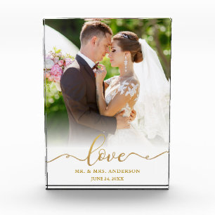 Elegant Love Gold Script Mr en Mrs Wedding Fotoblokken
