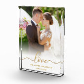 Elegant Love Gold Script Mr en Mrs Wedding Fotoblokken (Rechts)