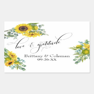 Elegant Love & Gratitude Sunflower Eucalyptus Rechthoekige Sticker