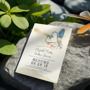 Elegant Love Heart Dragonfly Mating Wedding Shower Kaart