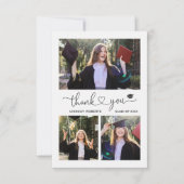 Elegant Love Heart Script Afstuderen 3 Foto Bedankkaart (Voorkant)