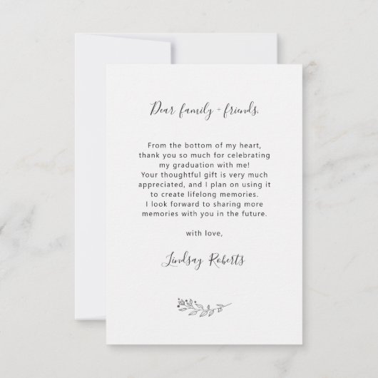 Elegant Love Heart Script Afstuderen 3 Foto Bedankkaart (Achterkant)