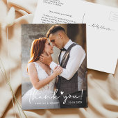 Elegant Love Heart Script Weduwfoto Hartelijk dank Briefkaart