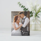 Elegant Love Heart Script Weduwfoto Hartelijk dank Briefkaart (Staand voorkant)