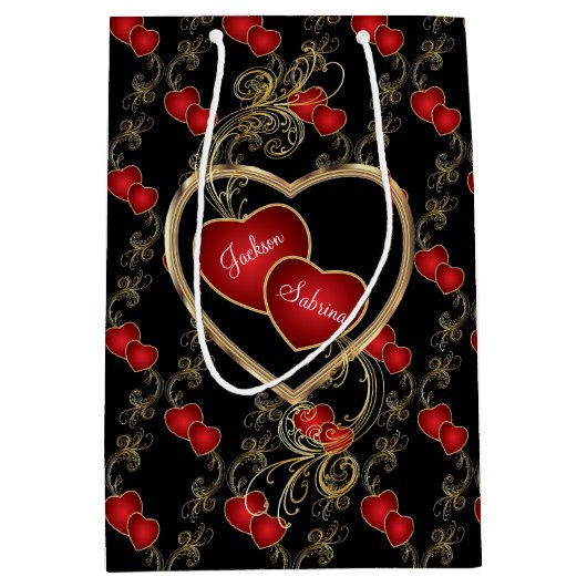 Elegant Love Hearts - Valentijn Medium Cadeauzakje (Voorkant)