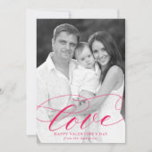 Elegant Love Hot Pink Script Valentijnsdag Foto Feestdagenkaart (Voorkant)