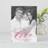 Elegant Love Hot Pink Script Valentijnsdag Foto Feestdagenkaart (Staand voorkant)