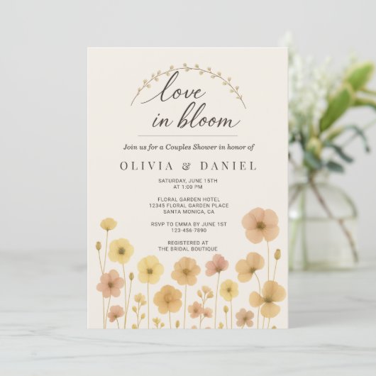 Elegant Love In Bloom Boho Couples Shower  Kaart (Staand voorkant)