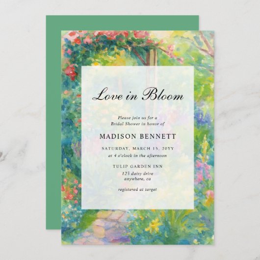 Elegant Love In Bloom Garden Bridal Shower Kaart (Voorkant / Achterkant)