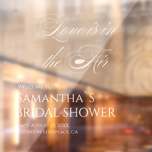 Elegant Love is in the Air Bridal Shower Raamsticker (Vel 2)