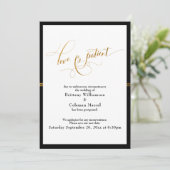 Elegant Love is Patient Black & Gold Stripe Kaart (Staand voorkant)