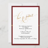 Elegant Love is Patient Bourgondië Gold Stripe Kaa Kaart (Voorkant)